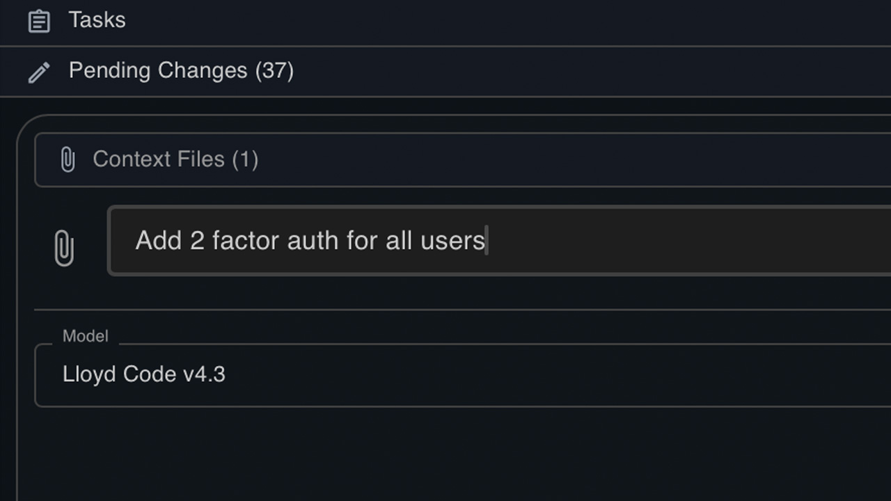 Chat input with a natural-language prompt and Lloyd beginning to respond